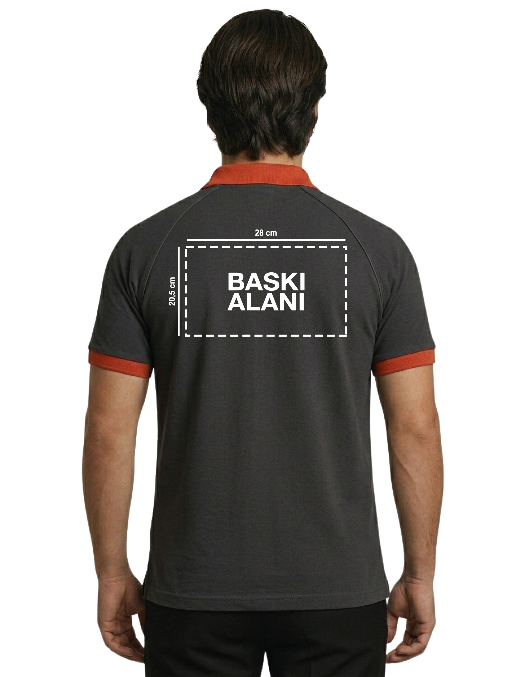 Logo Baskılı Füme Turuncu Detaylı Polo Yaka Tişört - Görsel 6