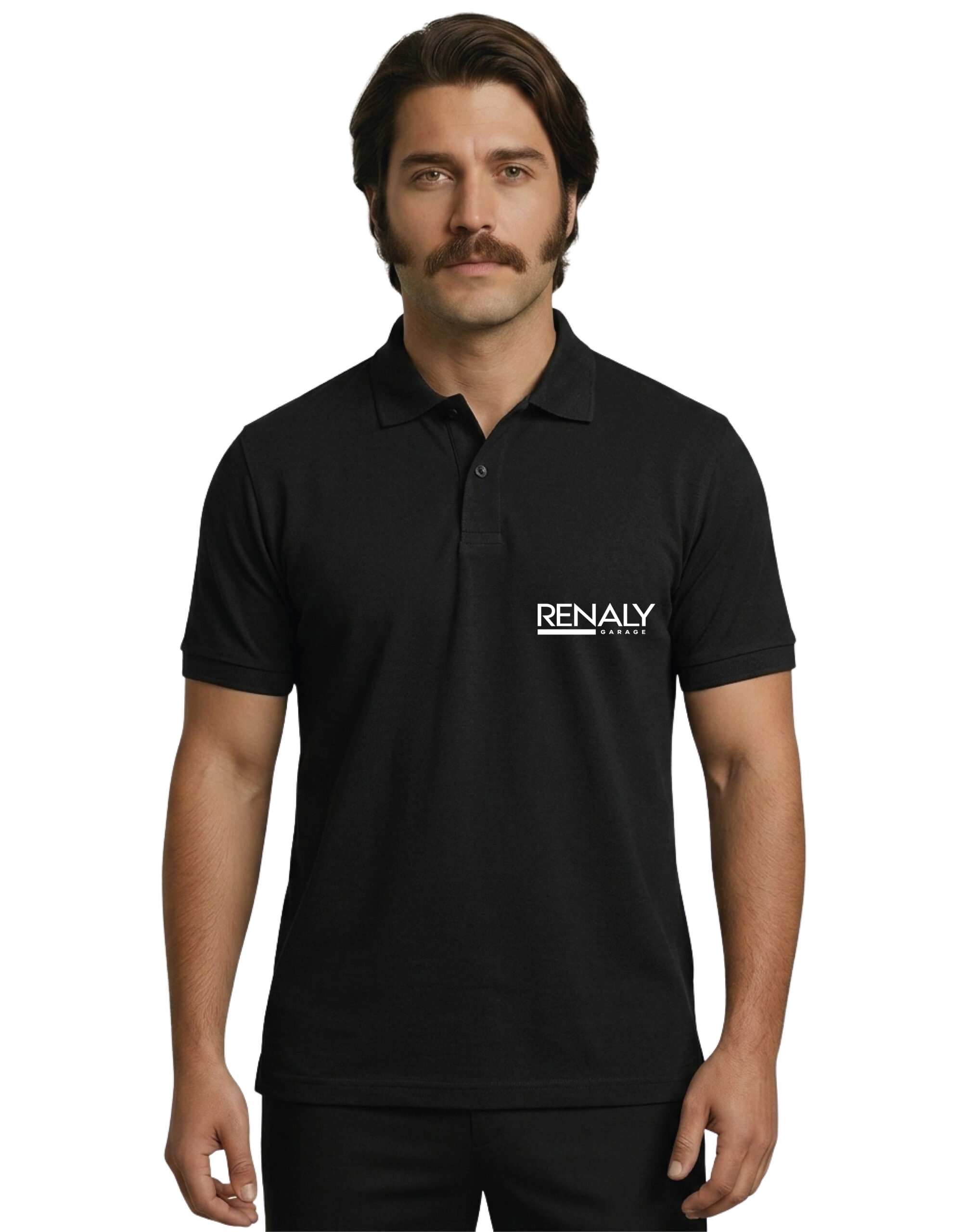 Logo Baskılı Siyah Polo Yaka Tişört - Görsel 4
